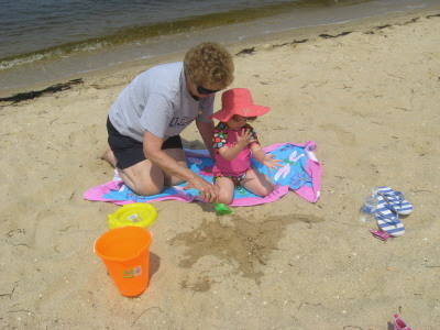 Having fun building sandcastles