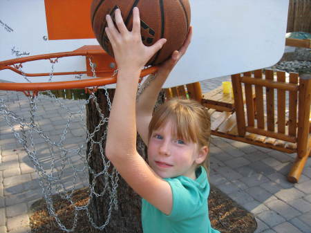 My oldest- wishing she could dunk a BX! :)