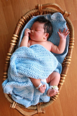 Baby Jj in a basket. (Special Delivery)