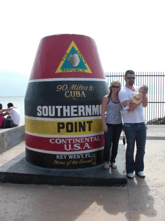 Becky, John and Jacie at the bottom of the USA