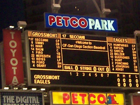 Robert's name score board petco park