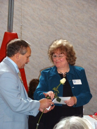 Carol receiving award for her hospice work