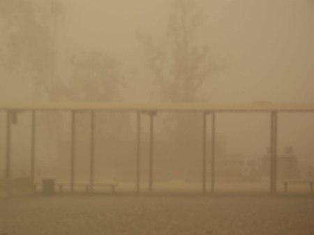 Plane out of Iraq canceled, dust storm