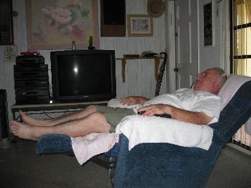 Uncle Chuck relaxing in his recliner