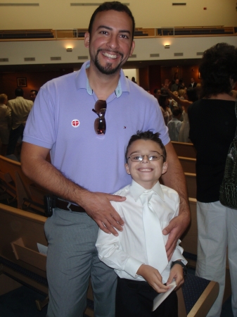 tristen and brian(dad) at the communion
