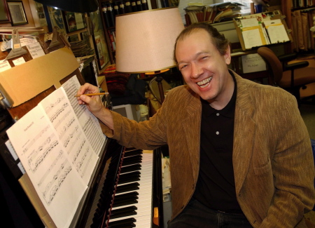 John Hilliard, in his studio at JMU 2004