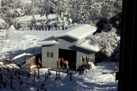 Barn in snow