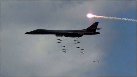 B-1B Bomber and Flare