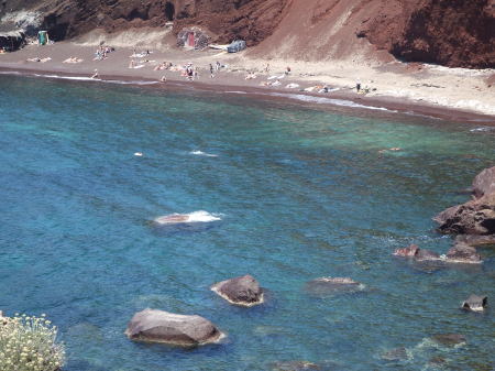 Red sand beach in Greece