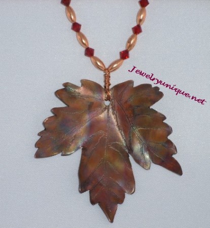 copper maple leaf necklace