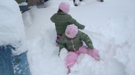 Twins playing in the snow...Feb 2010