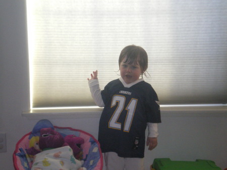 Tiffany in her Chargers Jersey