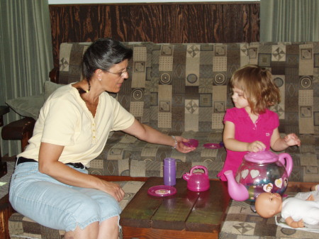 Skylar and Granny having some tea August 2008