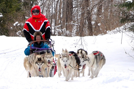 Me in red, dog sledding in VT