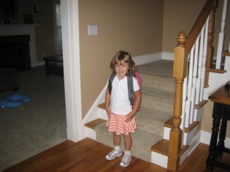 Izzy getting ready to go to preschool