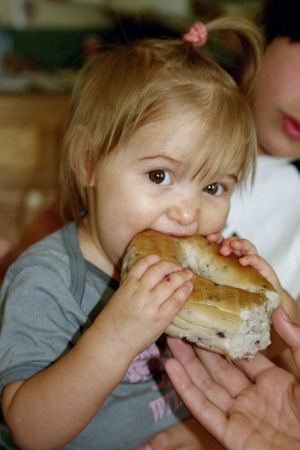 Granddaughter with Bagel