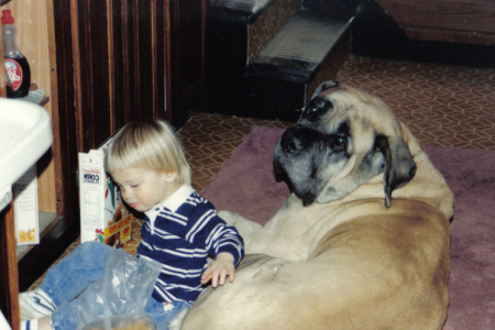 Son Alex circa 1989 with his puppy Buckland