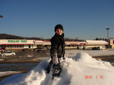 Braylon on snow pile near my office