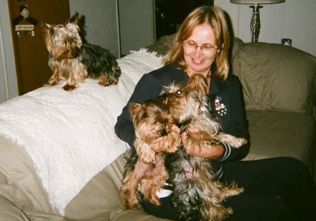 Sybille with the Yorkies