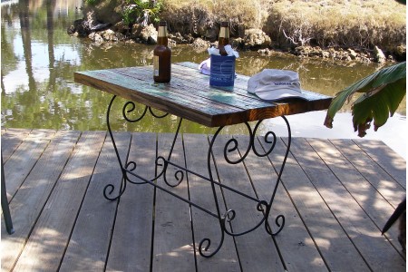 repurposed dock board table