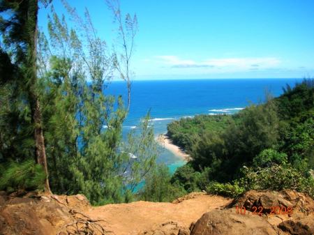 Kalalau Trail on island of Kauai, Hawaii