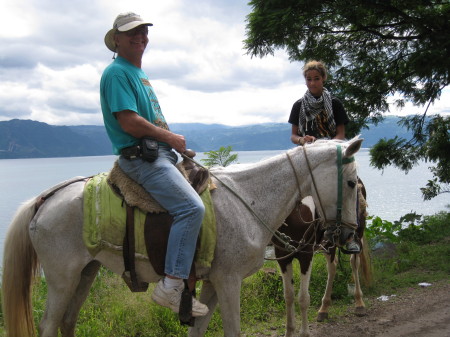 Riding with grand daughter / Lake Atitlan 2009
