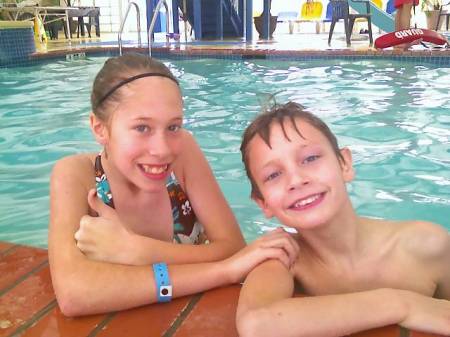 Virginia and Nathan at the pool