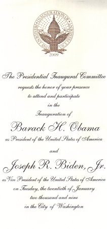 Obama Presidential innauguration invite