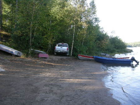 Beach we park at to go to cabin by boat