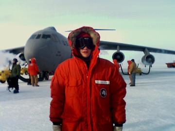 Ben, arriving in Antarctica in 2001