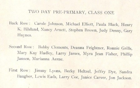 Two Day Pre-Primary, Class One