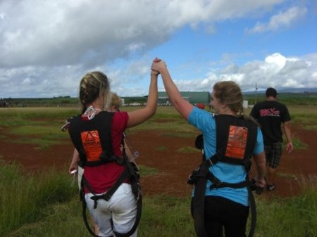 Tara and Ashley after skydiving