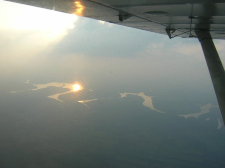 Sun reflecting on the river.