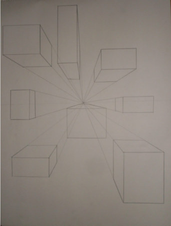 Boxes in 1 Point Perspective (1 PP)