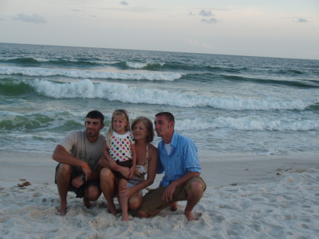 Two of the boys, Chloe and Mimi at the beach