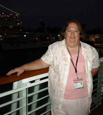 Ginger on her 50th birthday cruise to Bahamas