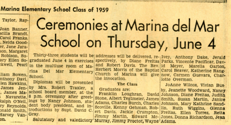 1959 Graduation Class Names