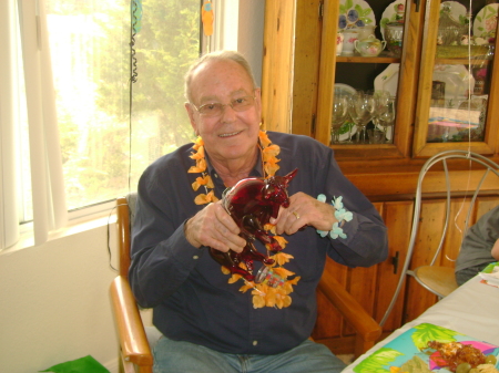 Dad with his new RED BULL Tequila Bottle