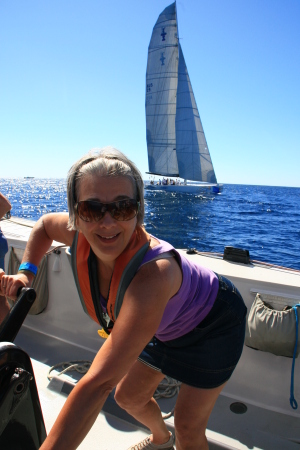 Grinding on a sailboat race