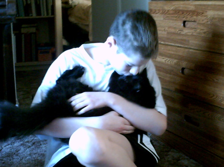 Andrew kissing Inky.