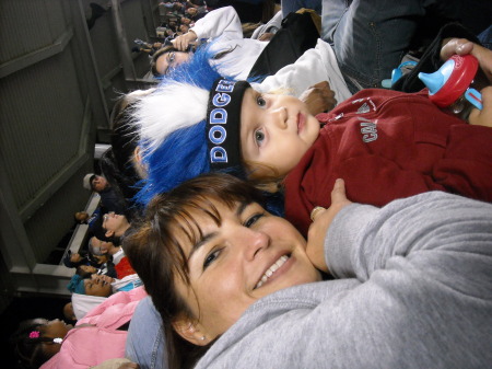 Debbie and Kristofer at Dodger game