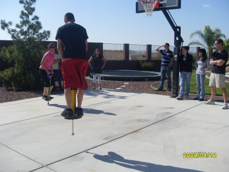 My Son and Sister...Pogo stick contest!