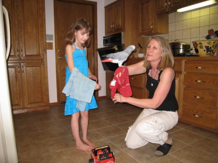 Me with my Parrot and a friend's daughter