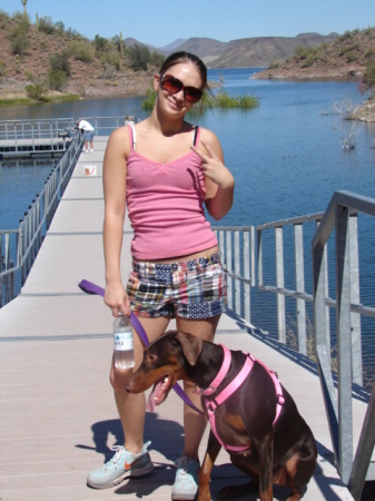 Anna and Kona on a hike