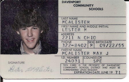 My Jr. High Photo ID from 1970