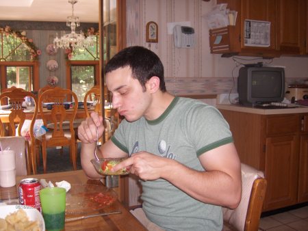My son Paul eating as usual