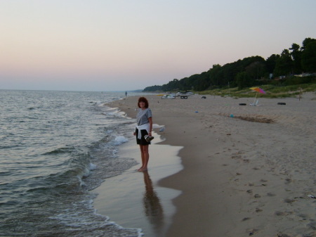 Pam on the beach.