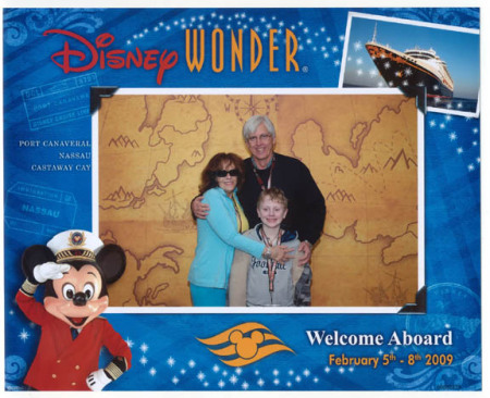 My husband, grandson and me on Disney cruise