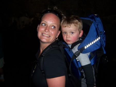 My wife and our son on a cave expedition!