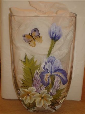 Hand Painted Iris Vase